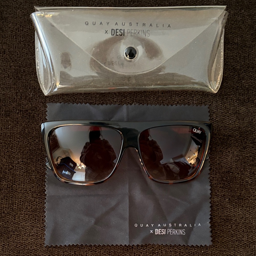 Quay Australia X Desi Perkins Oversized Tortoiseshell Sunglasses